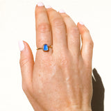 Blue Sea Glass, Gold Vermeil - Size O
