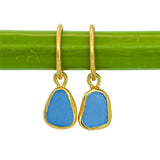 Blue Sea Glass Hoops - Gold Vermeil