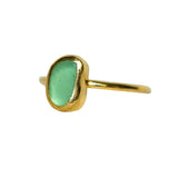 Green Sea Glass, Gold Vermeil - Size N