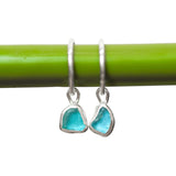 Blue Sea Glass Hoops