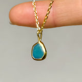 Blue Sea Glass Necklace - Gold Vermeil