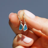 Blue Sea Glass Hoops