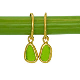 Green Sea Glass Hoops - Gold Vermeil