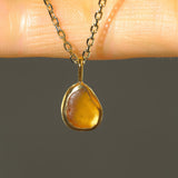 Yellow/Orange Sea Glass Necklace - Gold Vermeil