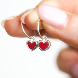 Red Sea Glass Heart Hoops
