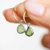 Green Sea Glass Hoops