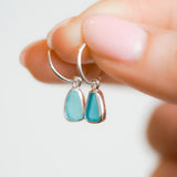 Blue Sea Glass Hoops