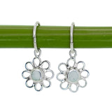 Light Blue Sea Glass Flower Hoops