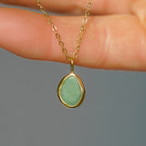 Green Sea Glass Necklace - Gold Vermeil