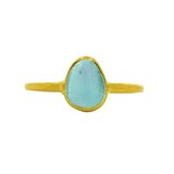 Blue Sea Glass, Gold Vermeil - Size Q