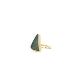 Green Sea Glass, Gold Vermeil - Size K