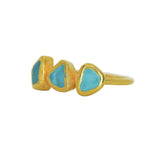 Blue Sea Glass, Gold Vermeil - Size M
