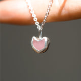 Pink Sea Glass Heart Necklace