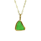 Green Sea Glass Necklace - Gold Vermeil