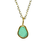Green Sea Glass Necklace - Gold Vermeil