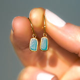 Blue Sea Glass Hoops - Gold Vermeil