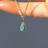 Blue Sea Glass Necklace - Gold Vermeil
