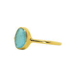 Blue Sea Glass, Gold Vermeil - Size R