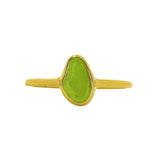 Green Sea Glass, Gold Vermeil - Size P