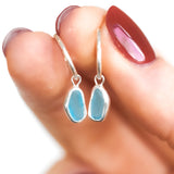 Blue Sea Glass Hoops