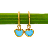 Sea Glass Heart Hoops, Gold Vermeil