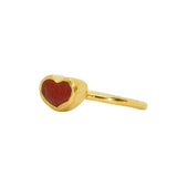 Red Sea Glass Heart, Gold Vermeil - Size J