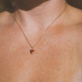 Red Sea Glass Heart Necklace, Gold Vermeil