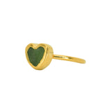 Green Sea Glass Heart, Gold Vermeil - Size H