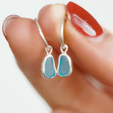 Blue Sea Glass Hoops