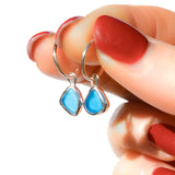 Blue Sea Glass Hoops