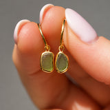 Green Sea Glass Hoops - Gold Vermeil