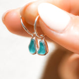 Blue Sea Glass Hoops