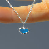 Blue Sea Glass Heart Necklace