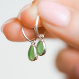 Green Sea Glass Hoops
