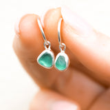 Green Sea Glass Hoops