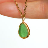 Green Sea Glass Necklace - Gold Vermeil