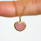 Pink Sea Glass Heart Necklace, Gold Vermeil
