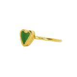Green Sea Glass Heart, Gold Vermeil - Size O