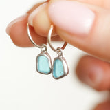 Blue Sea Glass Hoops
