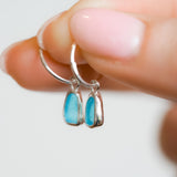Blue Sea Glass Hoops