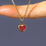 Red Sea Glass Heart Necklace, Gold Vermeil