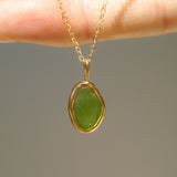Green Sea Glass Necklace - Gold Vermeil