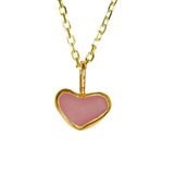Pink Sea Glass Heart Necklace, Gold Vermeil