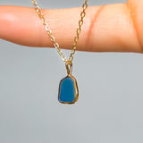 Blue Sea Glass Necklace - Gold Vermeil