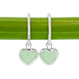 Green Sea Glass Heart Hoops