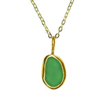 Green Sea Glass Necklace - Gold Vermeil