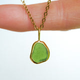 Green Sea Glass Necklace - Gold Vermeil
