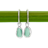 Green Sea Glass Hoops