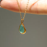 Green Sea Glass Necklace - Gold Vermeil