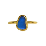 Blue Sea Glass, Gold Vermeil - Size I (i)